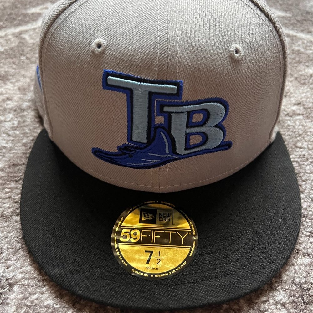 New Era 59Fifty TAMPA BAY RAYS TROPICANA FIELD GREY/LIGHT BLUE FITTED 7 1/2
